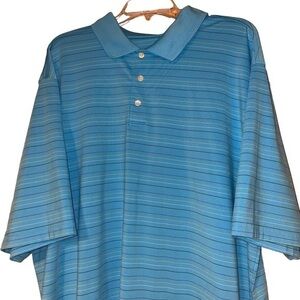 Bolle Golf Tech Men’s Blue Striped Polo Shirt Wicking Active‎ Size XXL